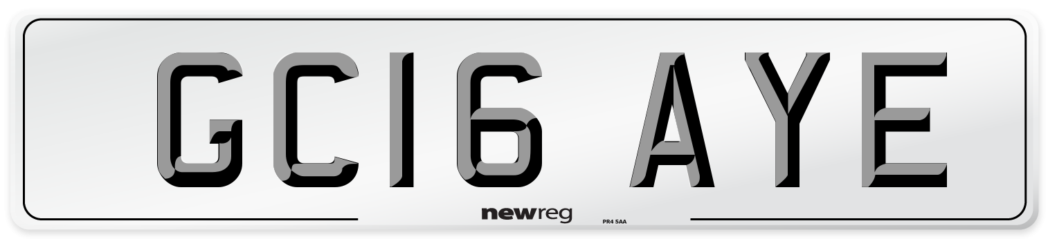 GC16 AYE Number Plate from New Reg